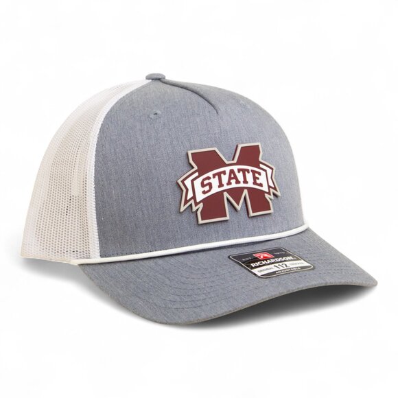 Mississippi State Bulldogs 3D Snapback Trucker Rope Hat- Heather Grey/ White - Picture 1 of 3